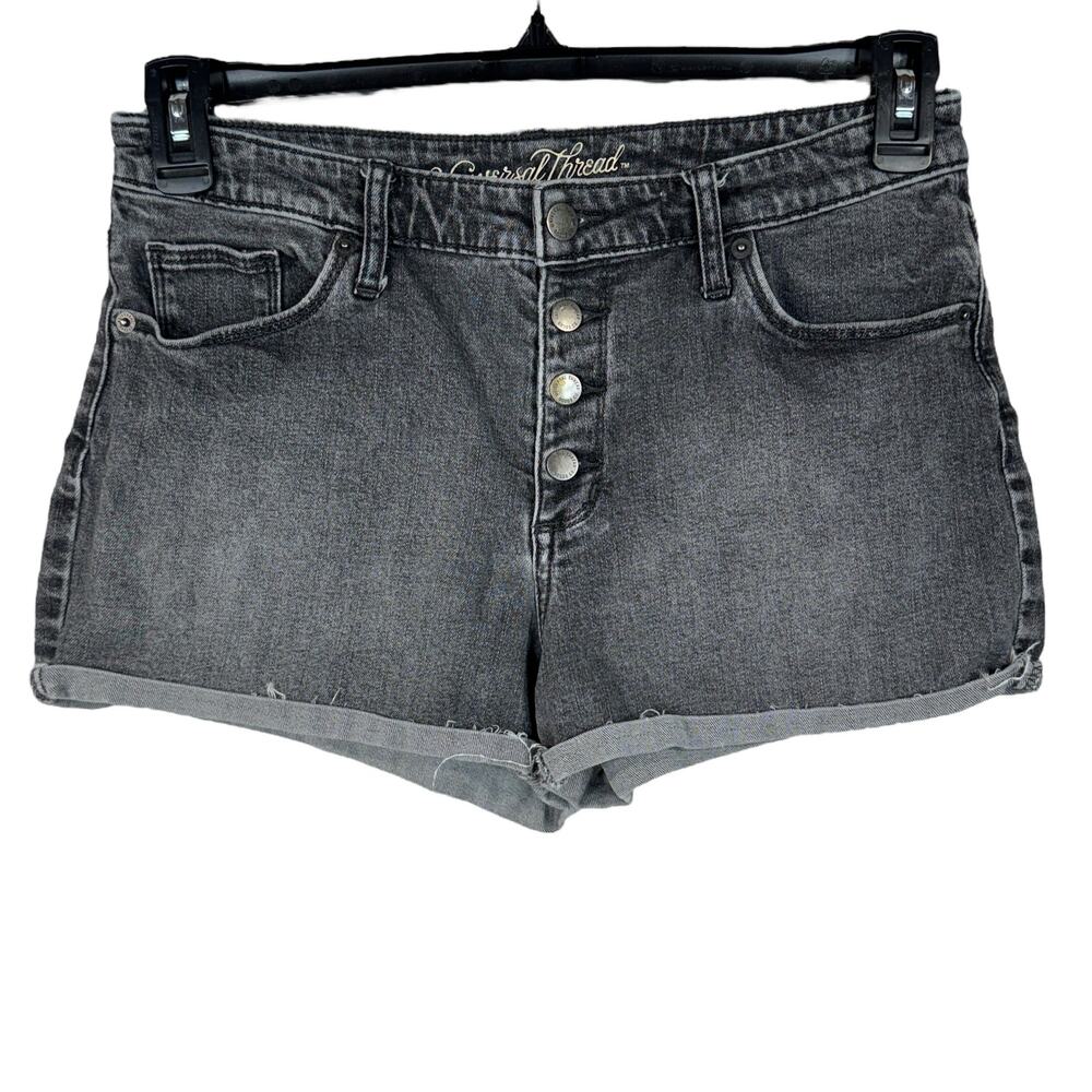 Universal Thread SZ 8/29R High-Rise Shortie Jean Shorts Button-Fly Cuffed Gray